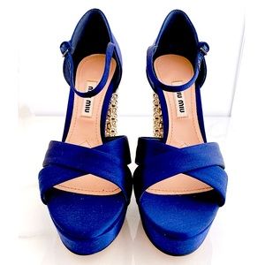 BNIB Miu Miu Crystal Embelished Platform Sandal